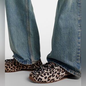 GANNI Leopard Lace Up Ballerina Flats Size 40 / US 10 (NEW But No Box)